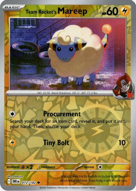 Team Rocket's Mareep (DRI 072) Reverse Holo